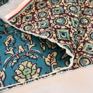 Cosy VELVET QUILT Flowers abstract petrol