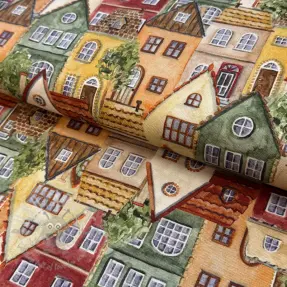 Decoration fabric premium Rustic village house digital print