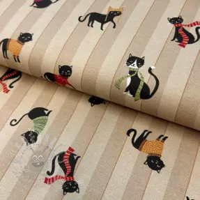 Decoration fabric premium Cat frost friends taupe digital print