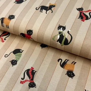 Decoration fabric premium Cat frost friends taupe digital print