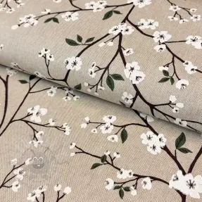 Decoration fabric Linenlook Pure blossom branch