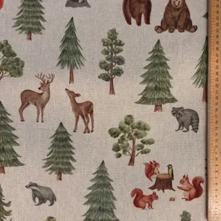 Decoration fabric Linenlook Wildwood animal scene digital print