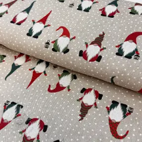 Decoration fabric Linenlook Jolly tomte