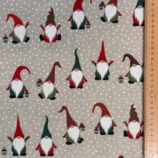 Decoration fabric Linenlook Jolly tomte