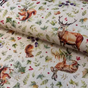 Decoration fabric Linenlook Animal forest dream digital print