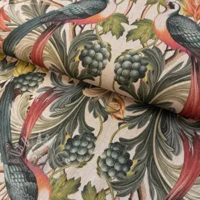 Decoration fabric Linenlook Leafy paradise bird digital print