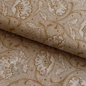 Decoration fabric Linenlook Bloomy art craft yellow