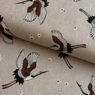 Decoration fabric Linenlook Crane blossom sky