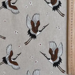 Decoration fabric Linenlook Crane blossom sky