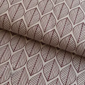 Decoration fabric Linenlook Leaf line minimalist wine