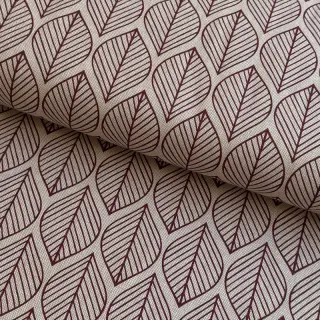 Decoration fabric Linenlook Leaf line minimalist wine