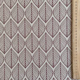 Decoration fabric Linenlook Leaf line minimalist wine