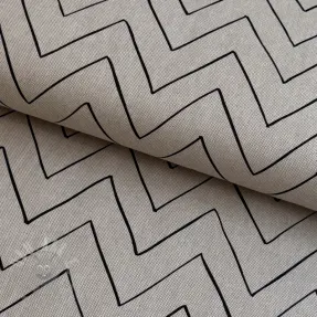 Decoration fabric Linenlook Freehand zigzag lines
