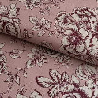 Decoration fabric Linenlook Elegant rose bloom wine
