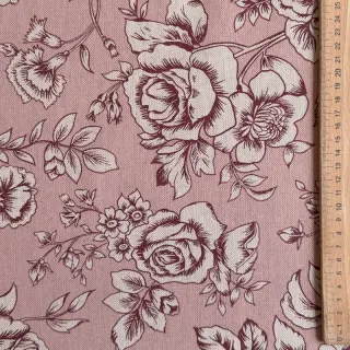 Decoration fabric Linenlook Elegant rose bloom wine