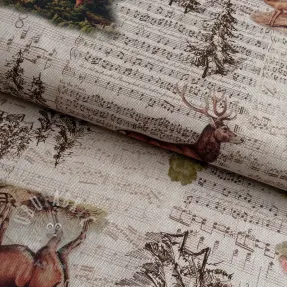 Decoration fabric Linenlook Forest deer song digital print