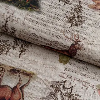 Decoration fabric Linenlook Forest deer song digital print