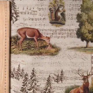 Decoration fabric Linenlook Forest deer song digital print