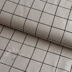 Decoration fabric Linenlook Freehand grid lines
