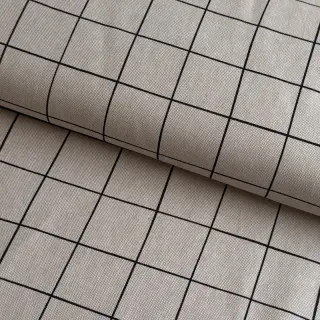 Decoration fabric Linenlook Freehand grid lines
