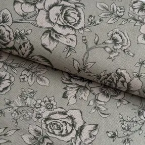 Decoration fabric Linenlook Elegant rose bloom army