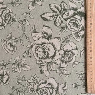 Decoration fabric Linenlook Elegant rose bloom army