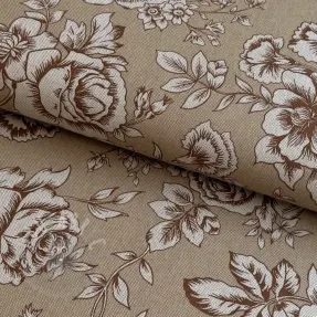 Decoration fabric Linenlook Elegant rose bloom yellow