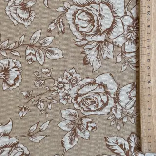Decoration fabric Linenlook Elegant rose bloom yellow