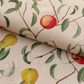 Decoration fabric Linenlook Apple pear branch digital print