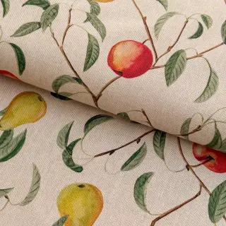 Decoration fabric Linenlook Apple pear branch digital print
