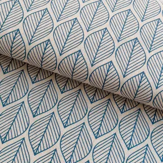 Decoration fabric Linenlook Leaf line minimalist denim