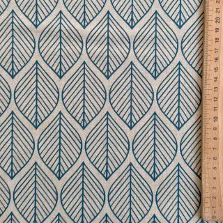 Decoration fabric Linenlook Leaf line minimalist denim