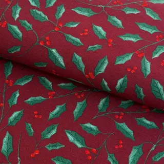 Decoration fabric premium Holly Branch Xmas wine