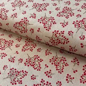 Decoration fabric Linenlook Winter berry bloom