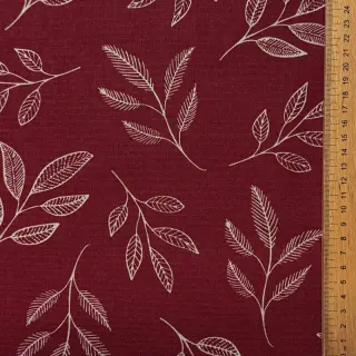 Decoration fabric Linenlook Elegant leaf branch wine