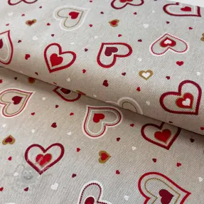 Decoration fabric Linenlook Sweet heart joy