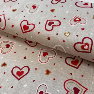 Decoration fabric Linenlook Sweet heart joy