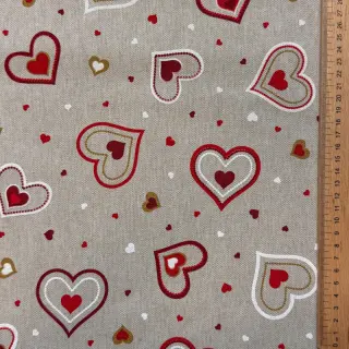 Decoration fabric Linenlook Sweet heart joy