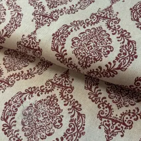 Decoration fabric Linenlook Baroque damask charm wine