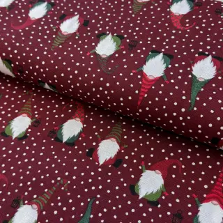 Decoration fabric premium Jolly tomte wine