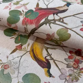 Decoration fabric Linenlook Orchid paradise bird digital print