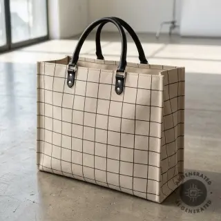 Decoration fabric Linenlook Freehand grid lines