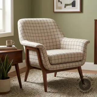 Decoration fabric Linenlook Freehand grid lines