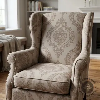 Decoration fabric Linenlook Baroque damask charm taupe