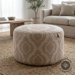 Decoration fabric Linenlook Baroque damask charm taupe