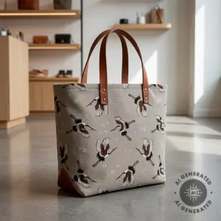 Decoration fabric Linenlook Crane blossom sky
