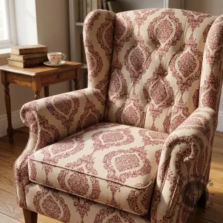 Decoration fabric Linenlook Baroque damask charm wine