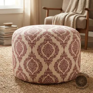Decoration fabric Linenlook Baroque damask charm wine
