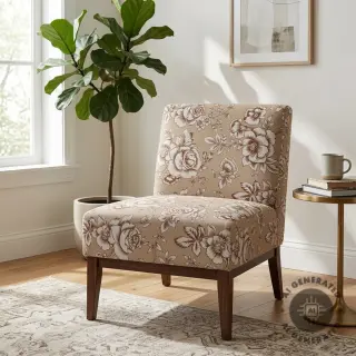 Decoration fabric Linenlook Elegant rose bloom yellow