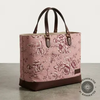 Decoration fabric Linenlook Elegant rose bloom wine